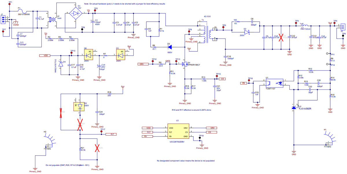 原理图 - Texas Instruments UCC28750EVM 驱动评估模块